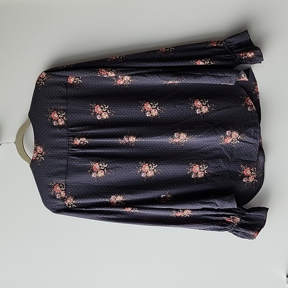 LOFT Cottagecore Lightweight Floral Polka Dot Button Up Flowy Blouse Top - Picture 6 of 6